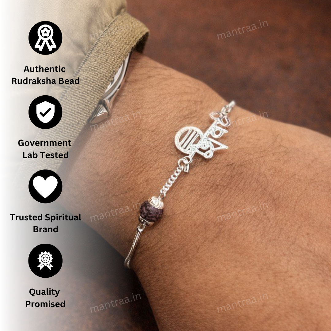 Shiv Rudraksha Bracelet – Silver Plated