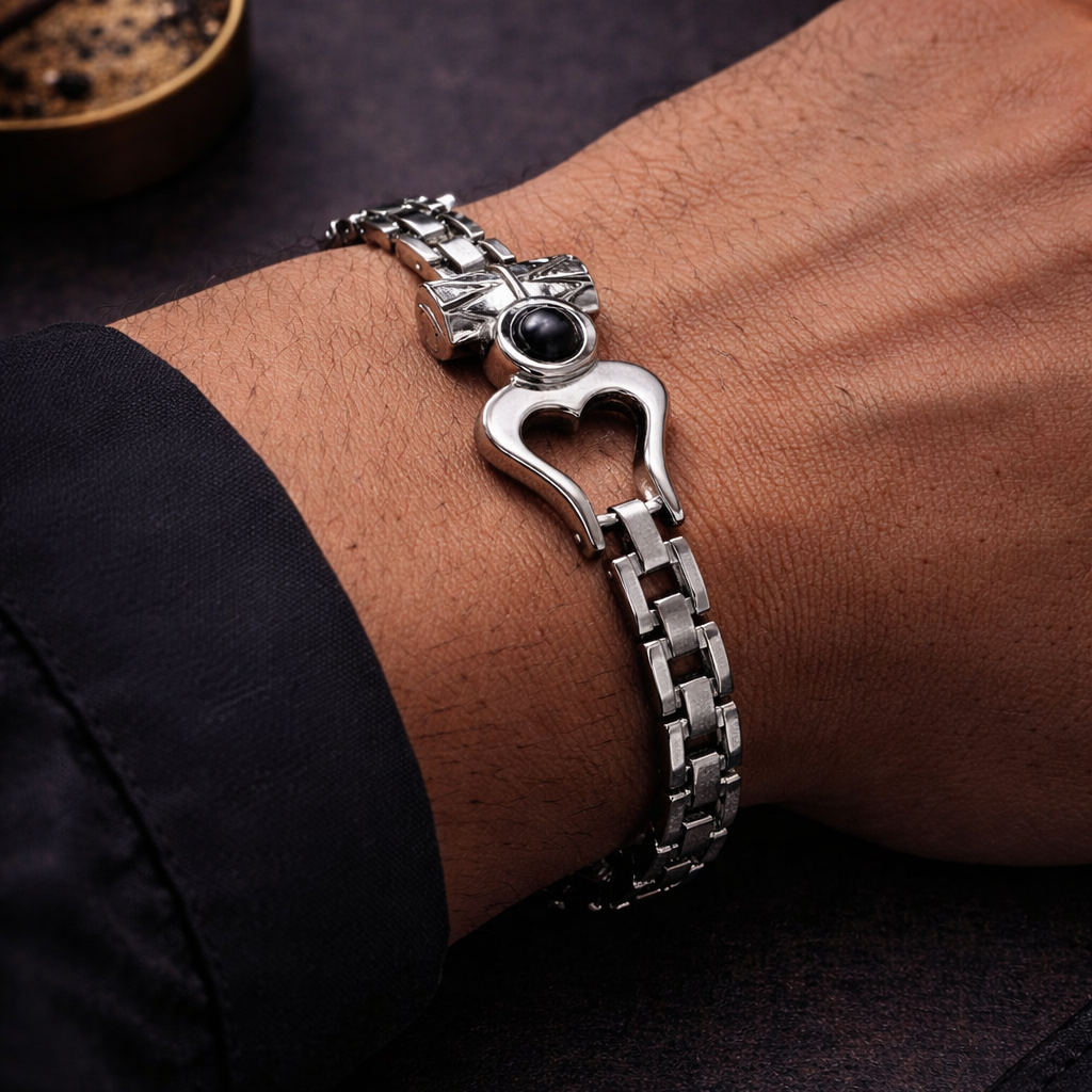 Om Damru Karungali Bracelet - Silver Plated