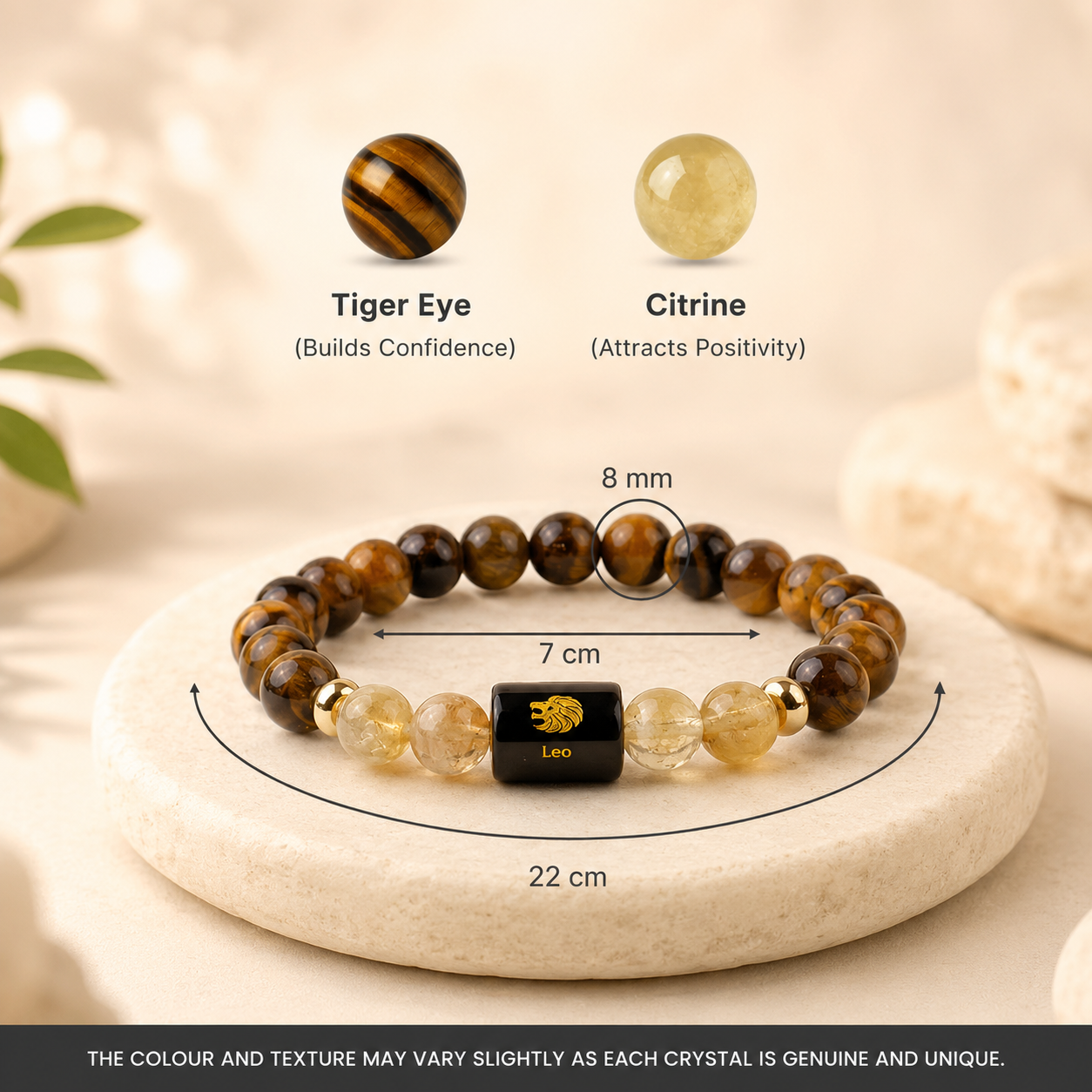 Leo (सिंह राशि) Zodiac Tiger Eye & Citrine Bracelet