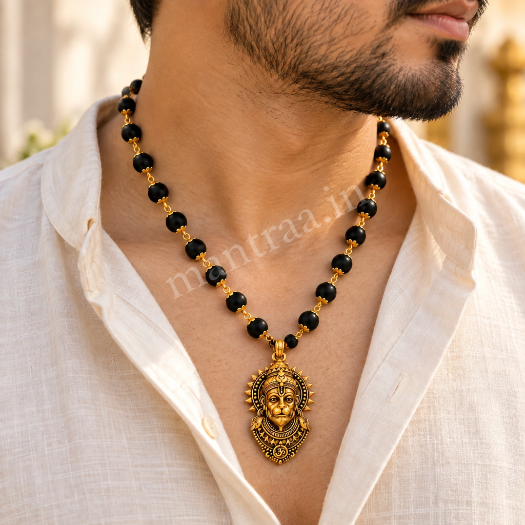Gold Plated Hanuman Karungali Mala - Certified