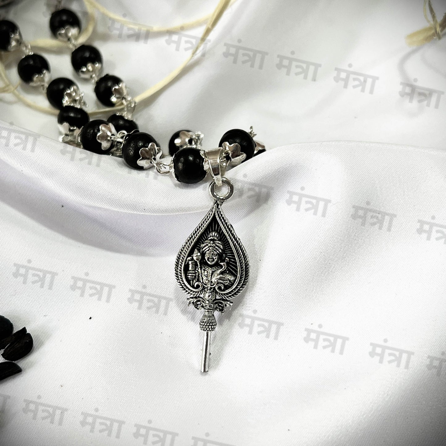 Murugan Vel Karungali Malai Silver Plated Necklace - Certified