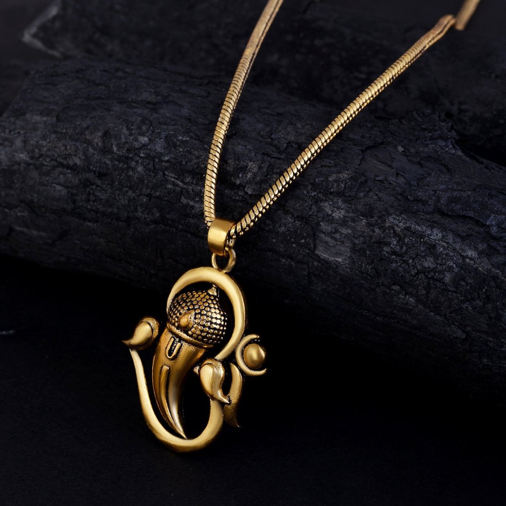 God Ganesh 🕉 Golden Brass Pendant