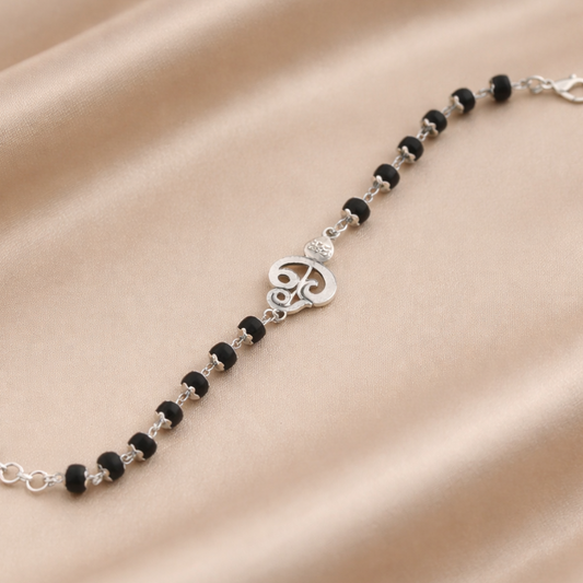 Murugan Vel Karungali Malai Bracelet - Silver Plated