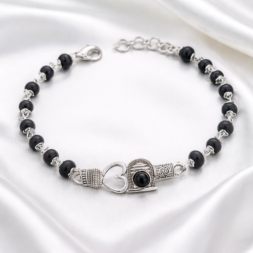 Om Karungali Malai Bracelet - Silver Plated