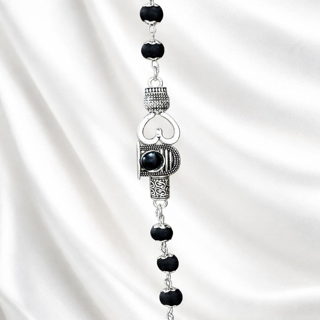 Om Karungali Malai Bracelet - Silver Plated