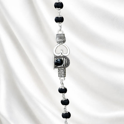 Om Karungali Malai Bracelet - Silver Plated