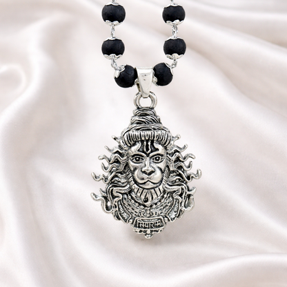 Bajrangbali Karungali Malai Necklace - Silver Plated