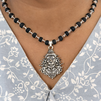 Bajrangbali Karungali Malai Necklace - Silver Plated