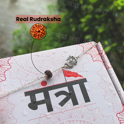 Divine Om Rudraksha Bracelet – Silver Plated