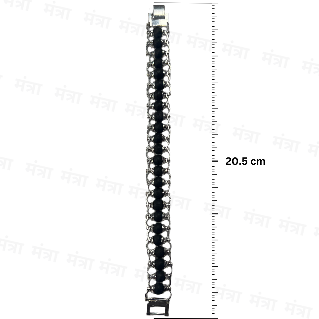 Karungali Malai Bracelet - Silver Plated - Natural Ebony Wood Certified