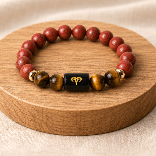 Aries (मेष राशि) Zodiac Red Jasper & Tiger Eye Bracelet