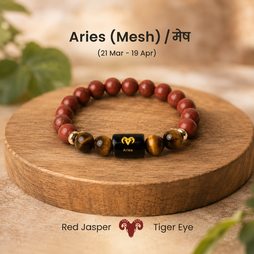 Aries (मेष राशि) Zodiac Red Jasper & Tiger Eye Bracelet