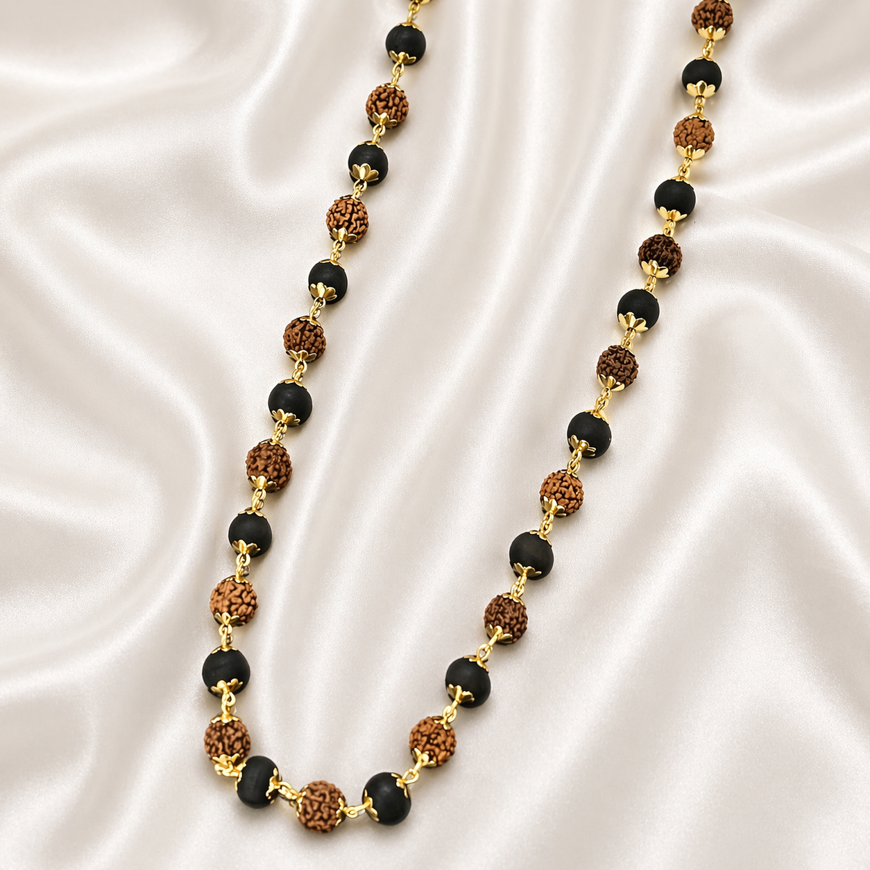 Rudraksha Karungali Malai Gold Plated Necklace - Certified