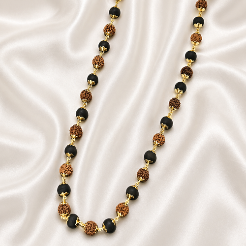 Rudraksha Karungali Malai Gold Plated Necklace - Certified