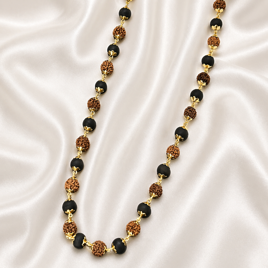 Rudraksha Karungali Malai Gold Plated Necklace - Certified
