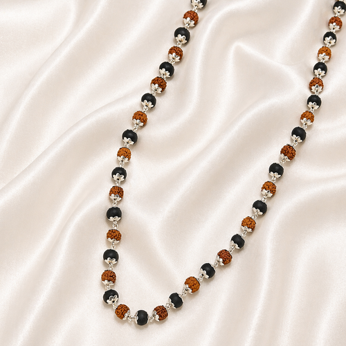 Rudraksha Karungali Malai Silver Plated Necklace - Certified