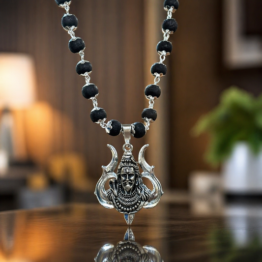 Original Karungali Mahadev Trishul Necklace  - Silver Plated