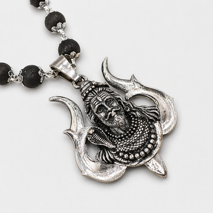 Original Karungali Mahadev Trishul Necklace  - Silver Plated