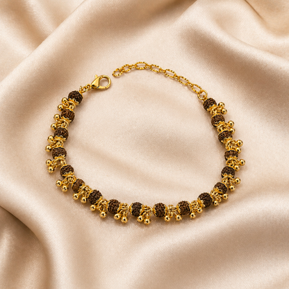 Gold Plated 5 Mukhi Rudraksha Bracelet For Women