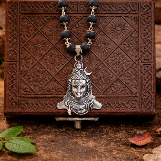 Original Shiv Rudra Karungali Necklace - Silver Plated