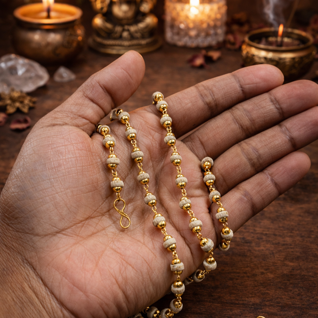 Mantraa Modern Tulsi Mala - Gold Plated