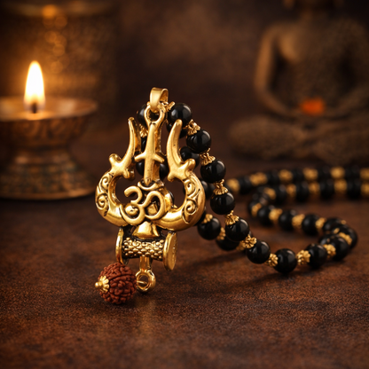 Mahadev Trishul Karungali Necklace - Gold Plated