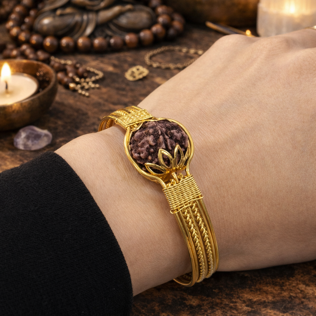 Modern 5 Mukhi Rudraksha Kada Bracelet