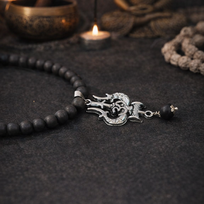Om Trishul Karungali Malai 108+1 Beads Necklace - Certified