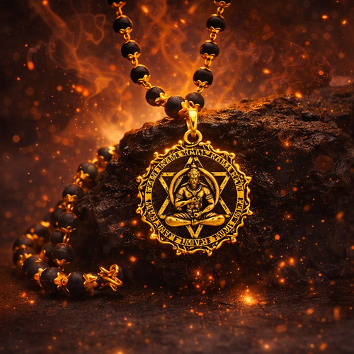 Shri Hanuman Karungali Mala with Gold Plated Pendant