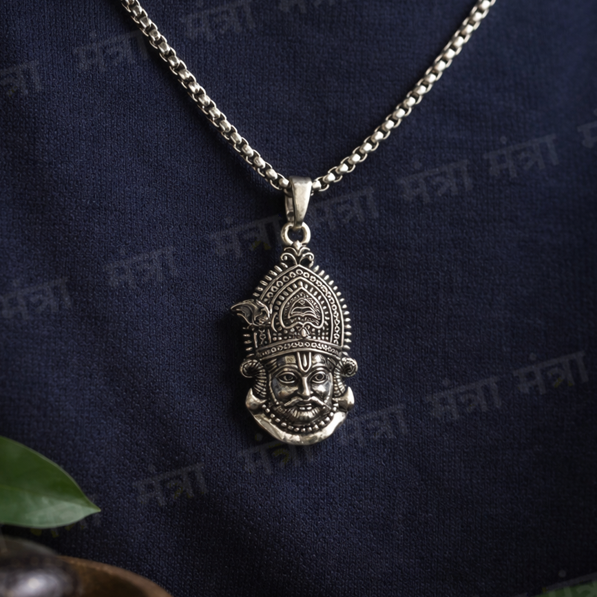 Khatu Shyam Baba Locket With Silver Plated Chain