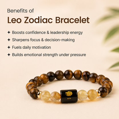 Leo (सिंह राशि) Zodiac Tiger Eye & Citrine Bracelet