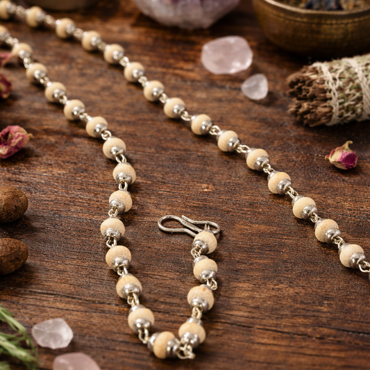 Mantraa Modern Tulsi Mala - Silver Plated