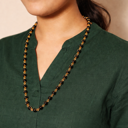 Karungali Beads Necklace with Gold Plated Caps – Certified