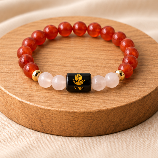 Virgo (कन्या राशि) Zodiac Carnelian & Milky Quartz Bracelet
