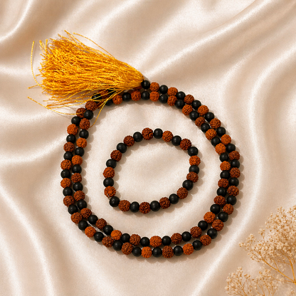 Rudraksha Karungali Necklace & Bracelet Combo
