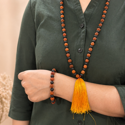 Rudraksha Karungali Necklace & Bracelet Combo