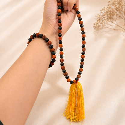 Rudraksha Karungali Necklace & Bracelet Combo