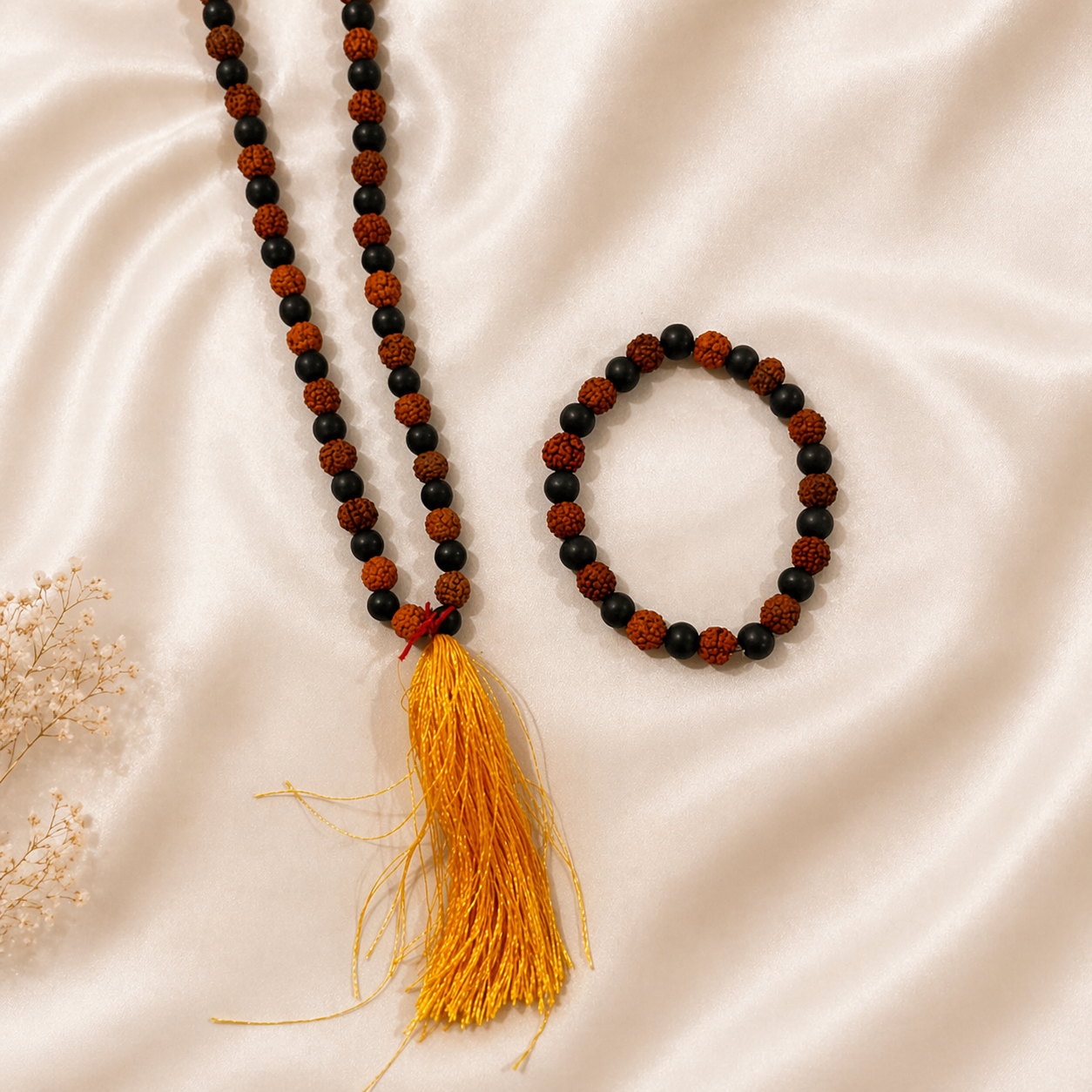 Rudraksha Karungali Necklace & Bracelet Combo