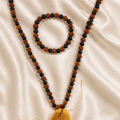 Rudraksha Karungali Necklace & Bracelet Combo