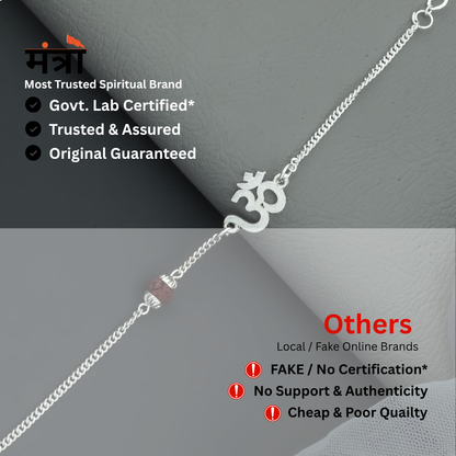 Divine Om Rudraksha Bracelet – Silver Plated