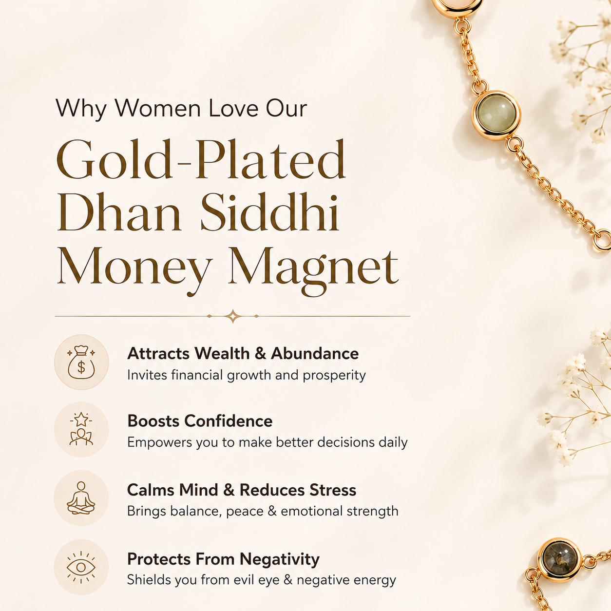 Dhan Siddhi Money Magnet For Women - Gold Plated