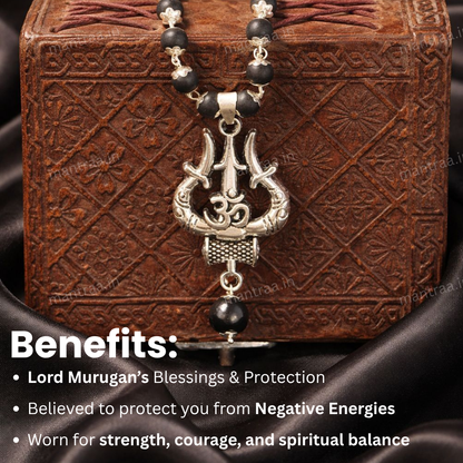 Shiv Om Karungali Mala Necklace (Silver-Plated) – Certified | Free Rudraksha