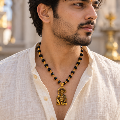 Hanuman Ansh Neem Karoli Baba Karungali Necklace - Certified