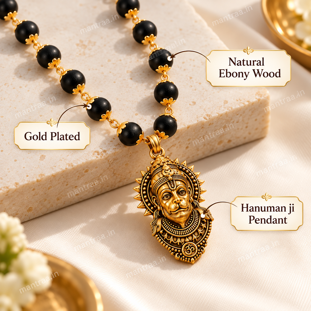 Gold Plated Hanuman Karungali Mala - Certified