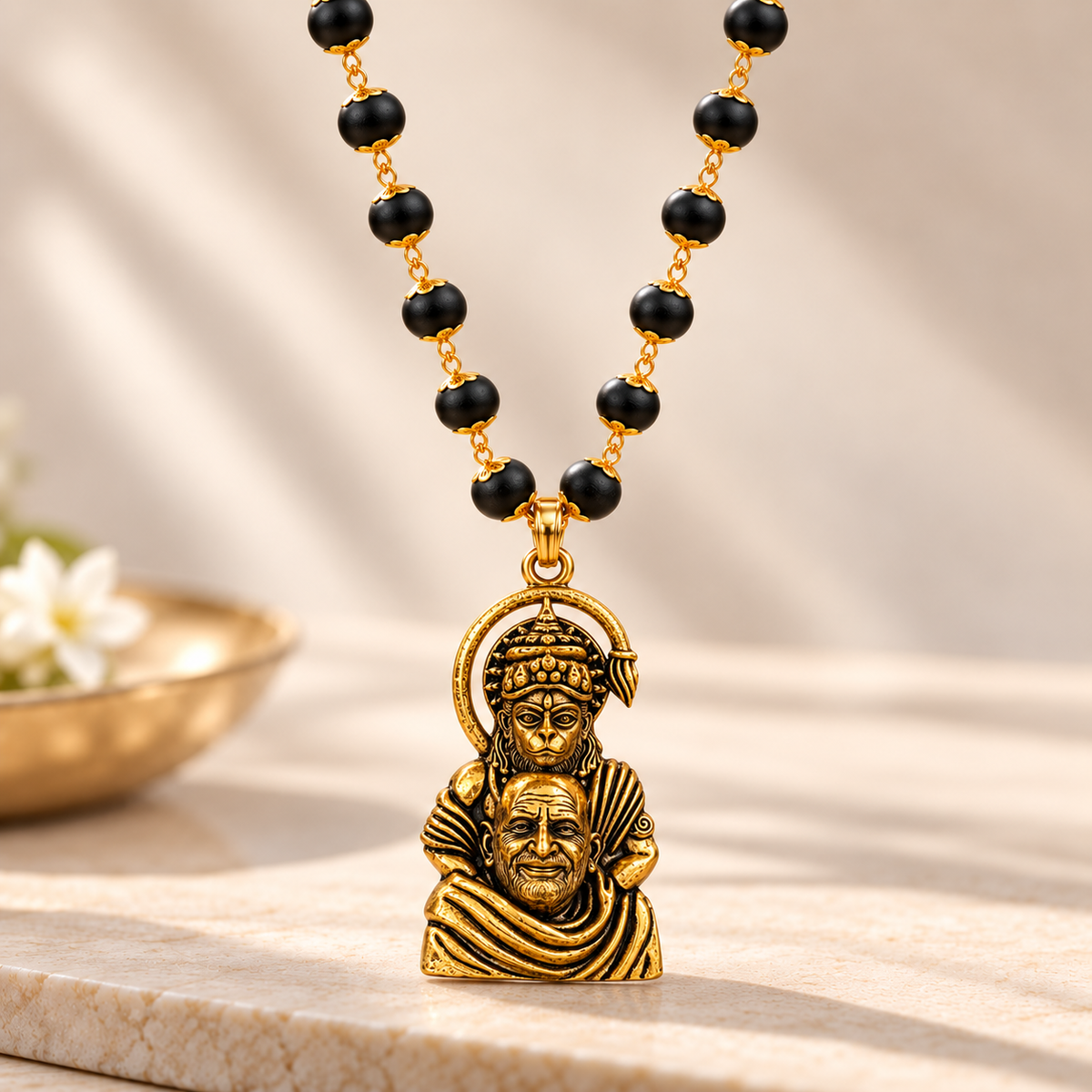 Hanuman Ansh Neem Karoli Baba Karungali Necklace - Certified