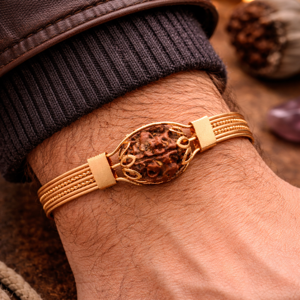 Modern 5 Mukhi Rudraksha Kada Bracelet