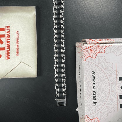 Karungali Malai Bracelet - Silver Plated - Natural Ebony Wood Certified