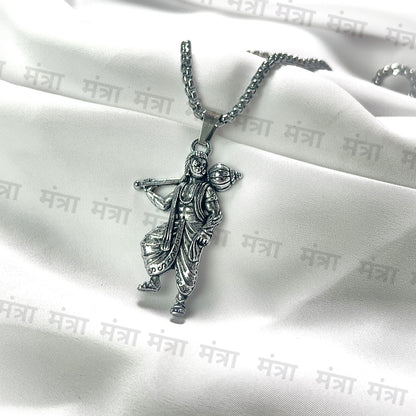 Bajrang Bali Gada Necklace- Silver Plated
