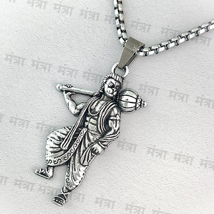 Bajrang Bali Gada Necklace- Silver Plated
