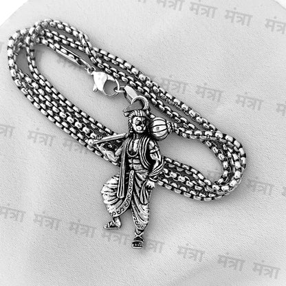 Bajrang Bali Gada Necklace- Silver Plated